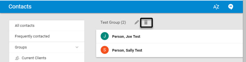 Deleting a Gmail contact group