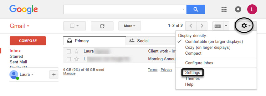 Gmail Settings Option