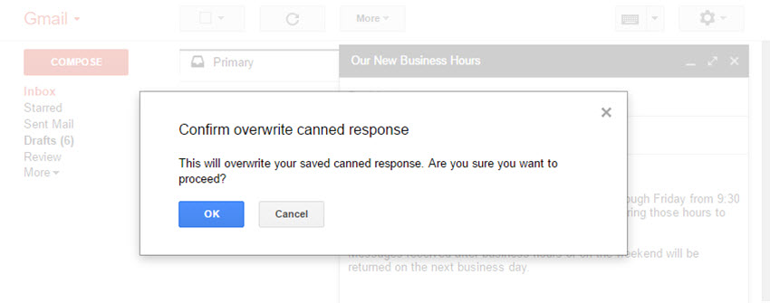 Overwrite Canned Response prompt