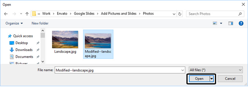 File Explorer in Google Drive Slides