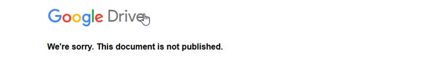 Error Message in unpublished Google Slides presentation link