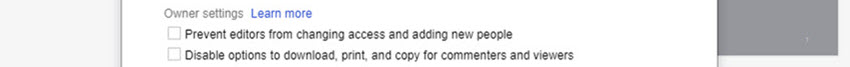 Owner settings for online collaboration