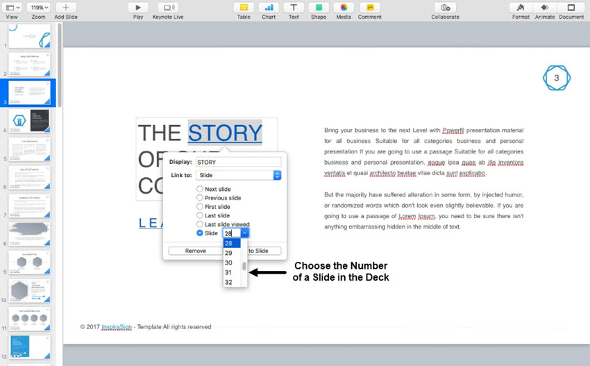 Keynote Hyperlink to a Slide