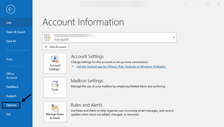 Account information window