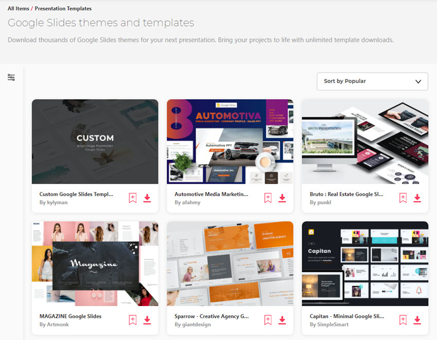 Google Slides templates on Envato Elements