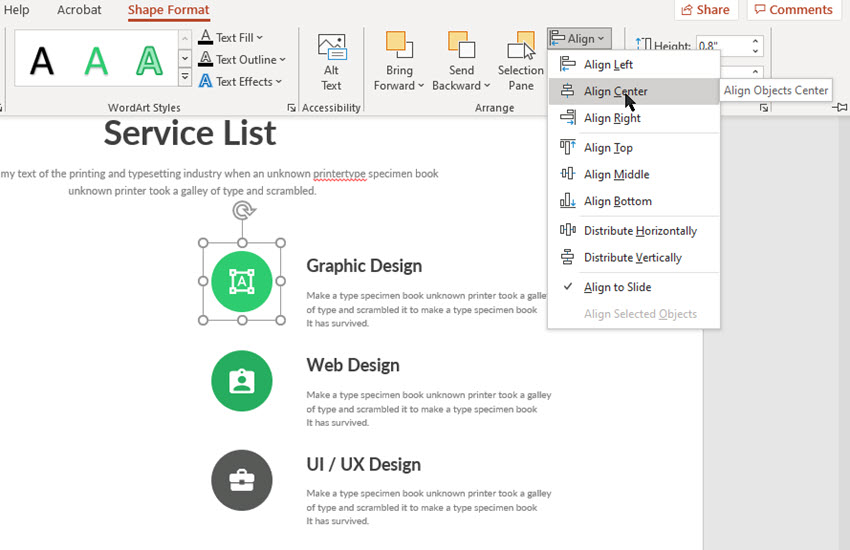 Ausrichten von Objekten in PowerPoint