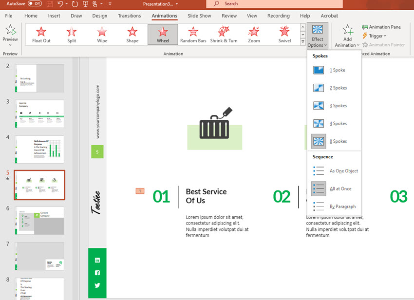 Hinzufügen einer Animation