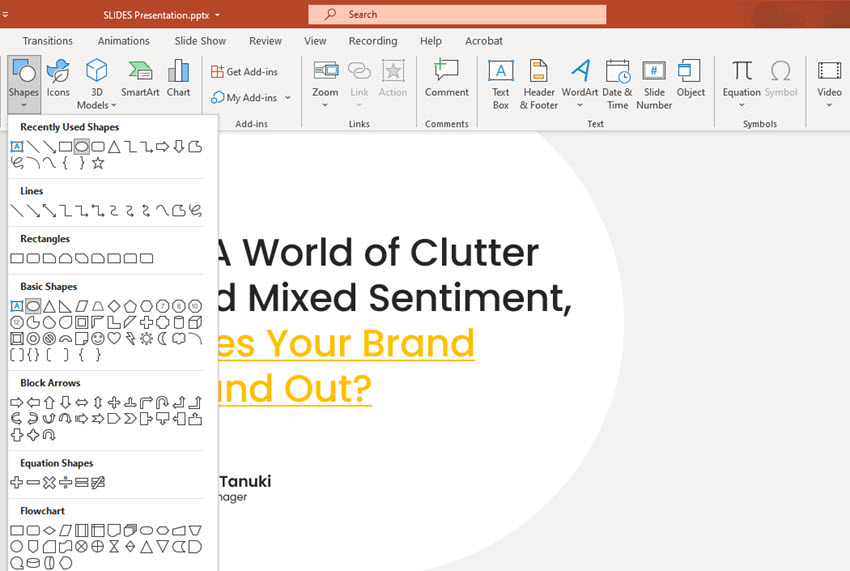 Einfügen einer Form in PowerPoint