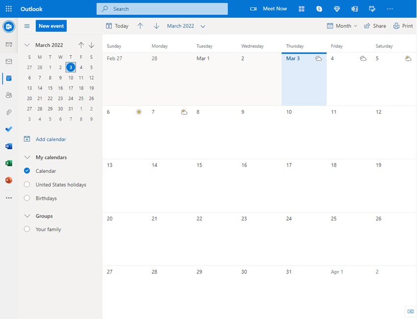 outlook online calendar app