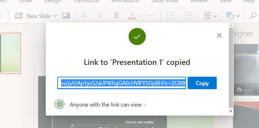 Get a link for Online PowerPoint presentation